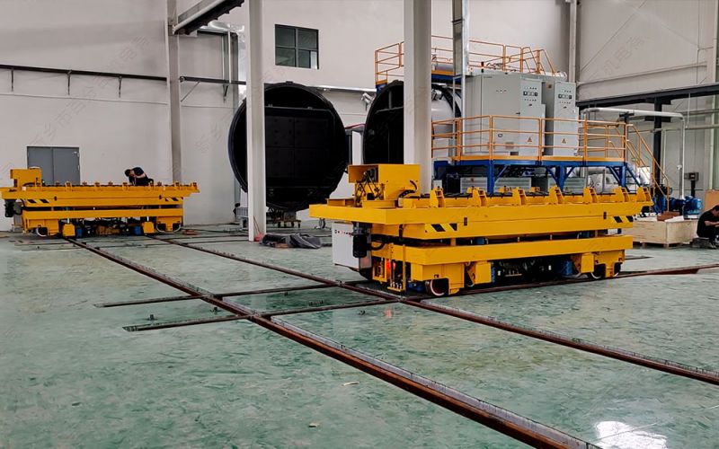 真空爐、烘干爐重型物料流轉(zhuǎn)利器——平移換軌地平車