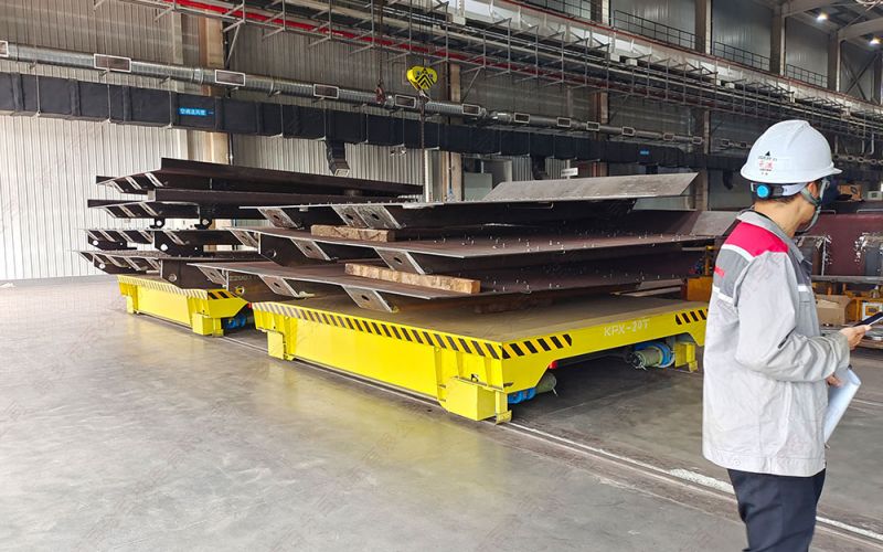 雙車聯(lián)動有軌電動搬運(yùn)平板車